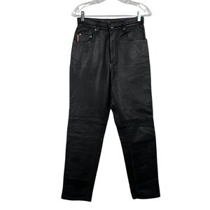 Vintage Washable Black Leather High Waisted Straight Leg Pants Size 26